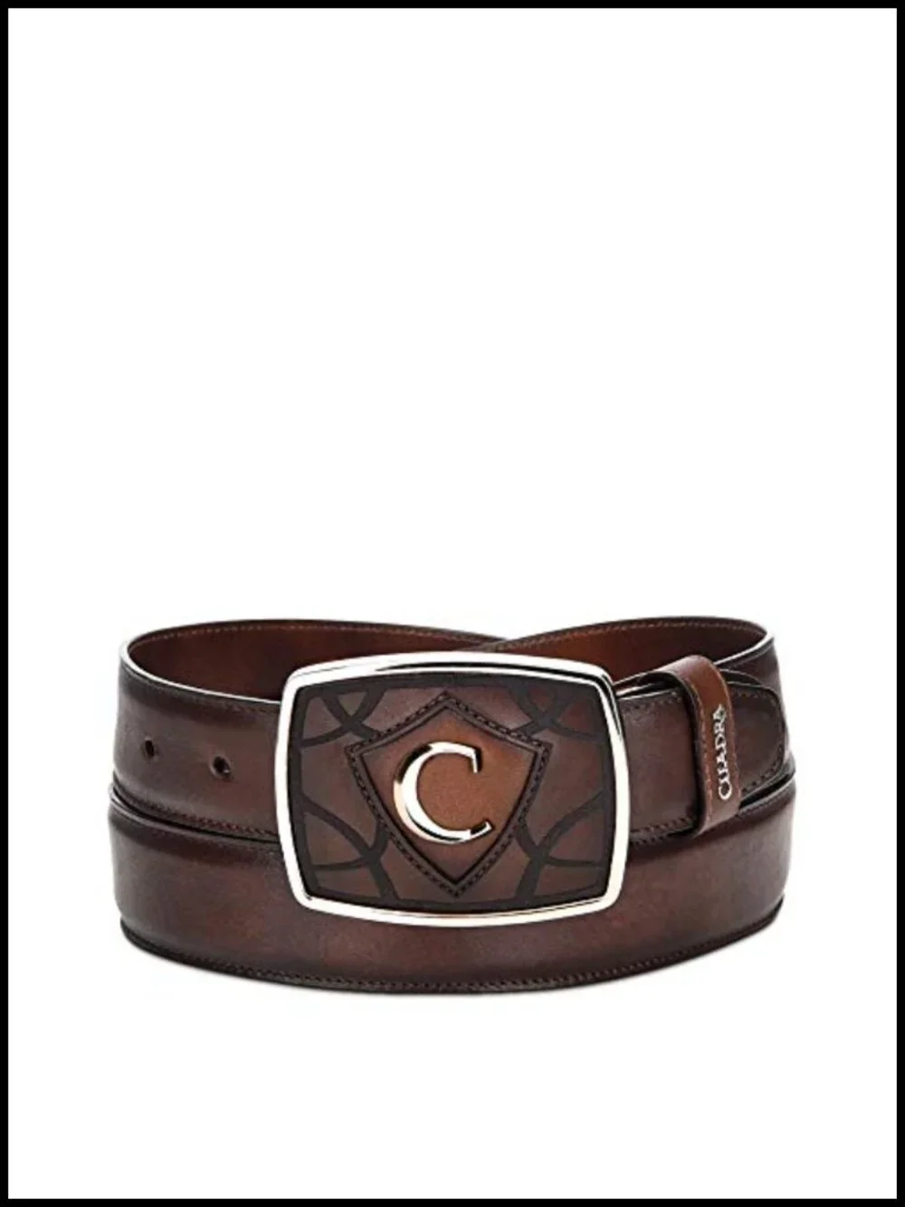 Genuine Leather Men's Cowboy Belt with Hand-Painted Shading and Laser Engraved